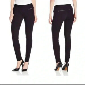 [US 10]Paige Black Label  Women Black Viscose Blend Zipper Closure Dress Pants